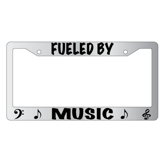 NOTES Fueled By Music Black Plastic License Plate Frame